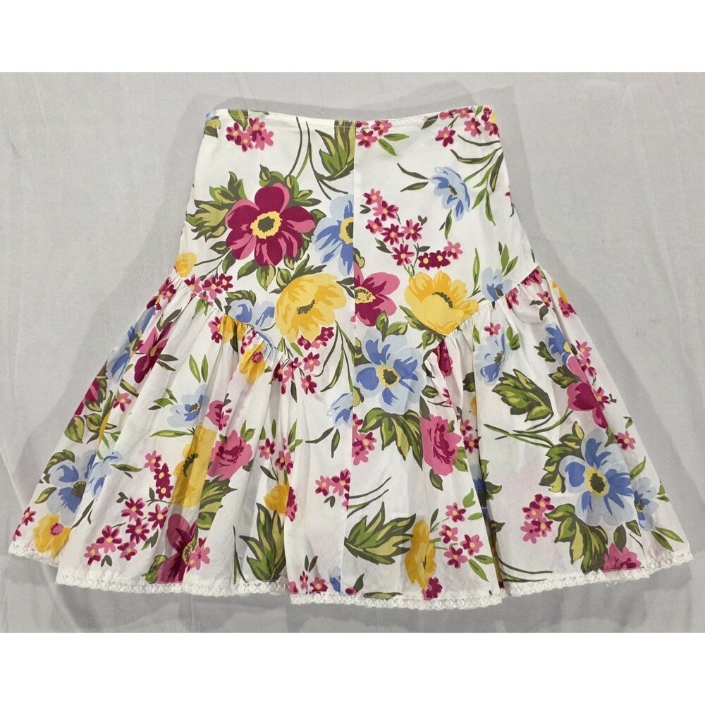 Mini Boden Girls Floral Twirly Skirt 11–12 Pleated Drop Waist Cotton Whimsy